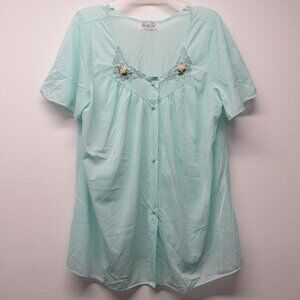 Vintage 70s Vanity Fair Applique Rosette Pajama Top Bed Jacket sz S USA 💰